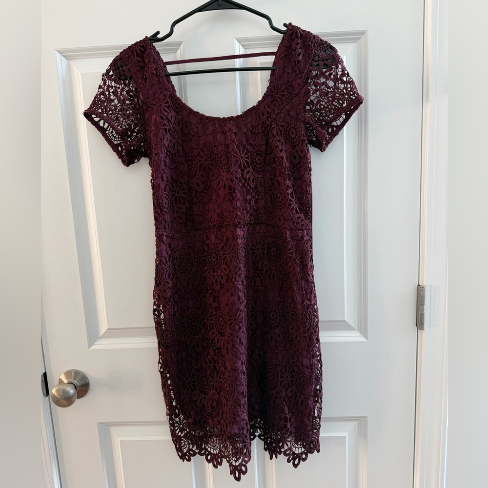 NWT Hollister Elegant Lace Dress in Deep Purple